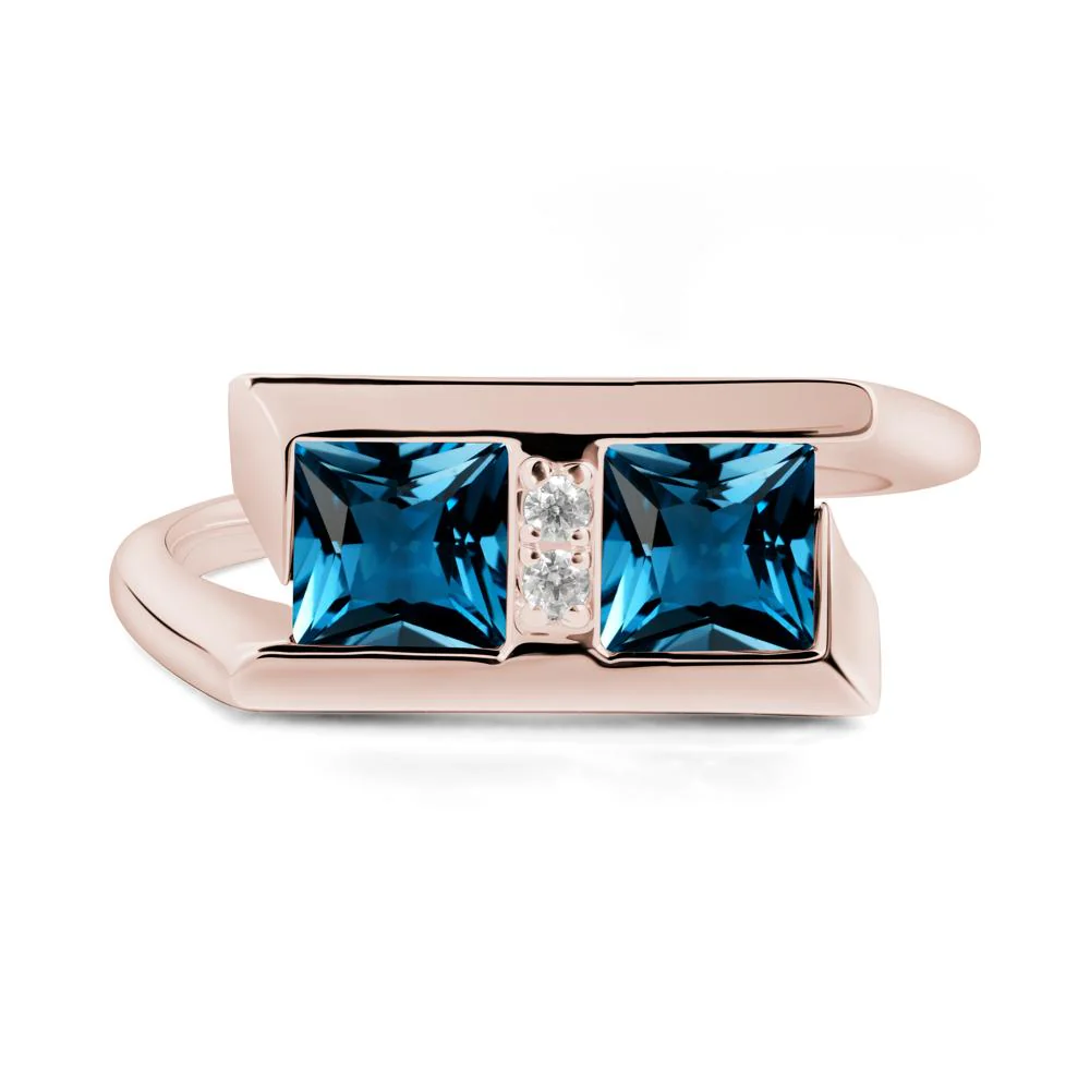 Toi Et Moi Square London Blue Topaz Ring - Image 2