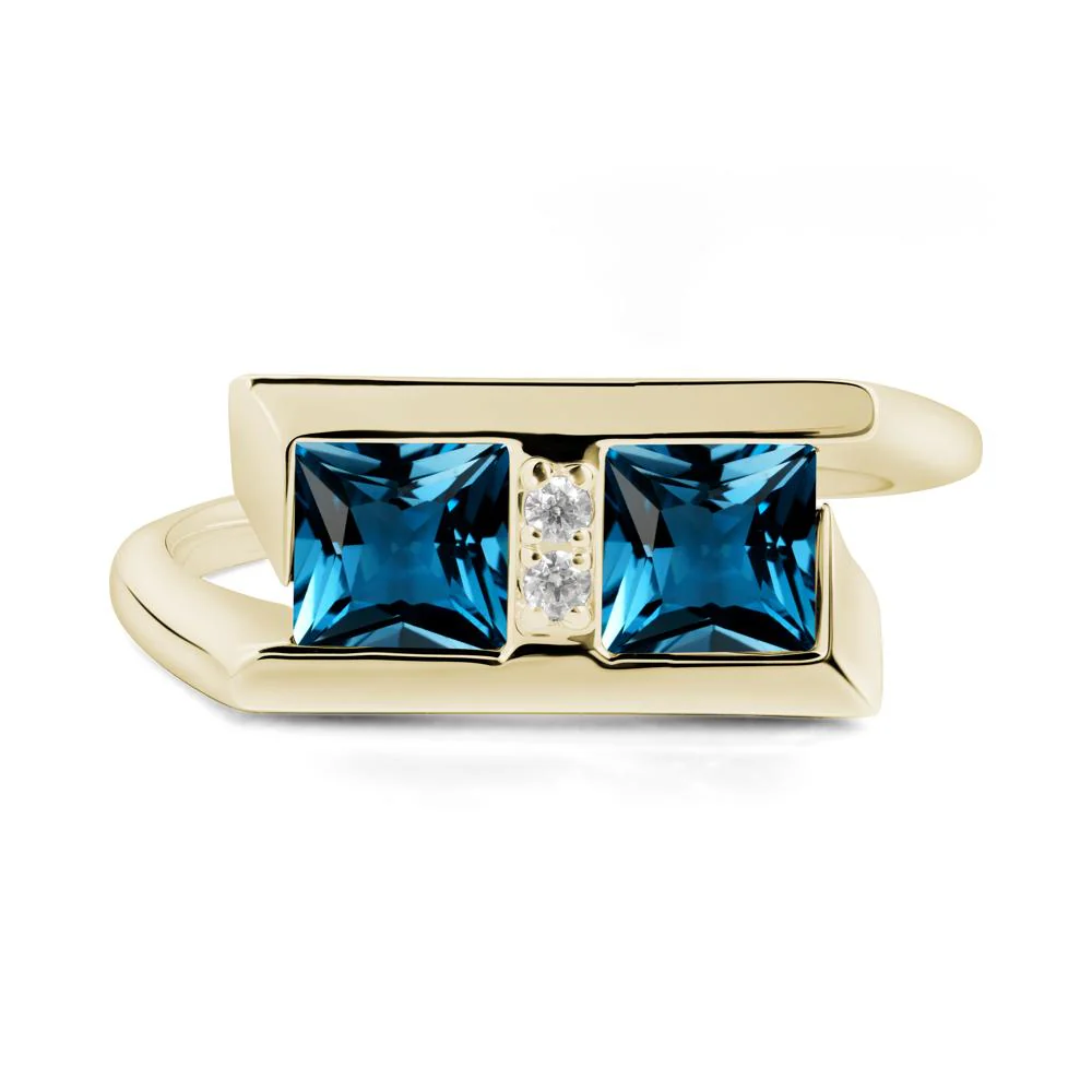 Toi Et Moi Square London Blue Topaz Ring - Image 3