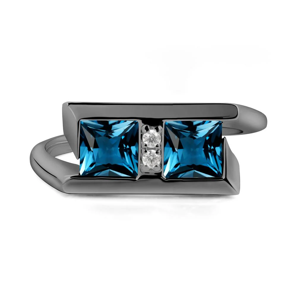 Toi Et Moi Square London Blue Topaz Ring - Image 5