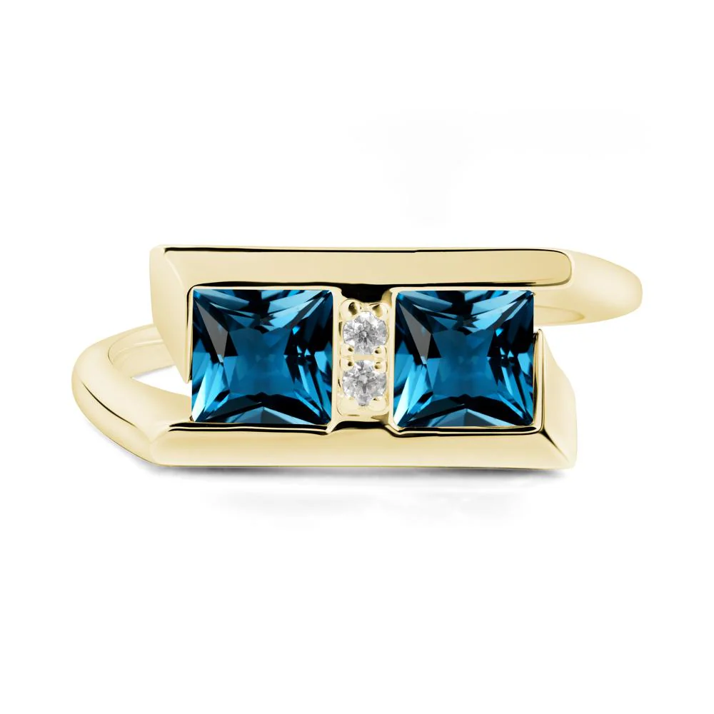 Toi Et Moi Square London Blue Topaz Ring - Image 7