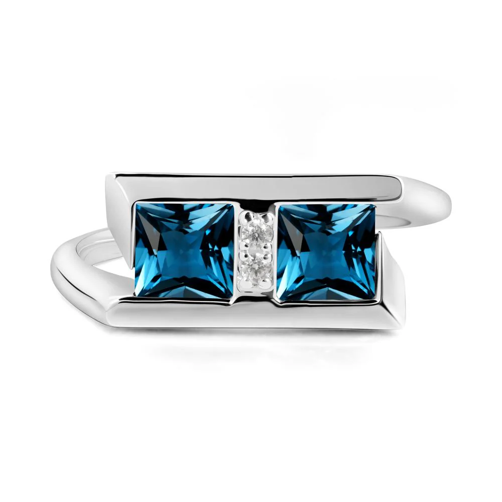 Toi Et Moi Square London Blue Topaz Ring - Image 8