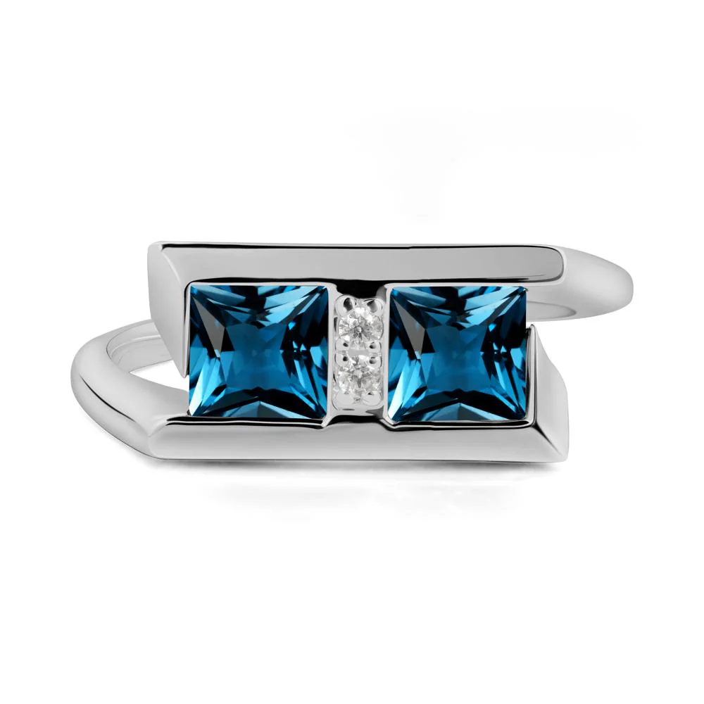 Toi Et Moi Square London Blue Topaz Ring - Image 9