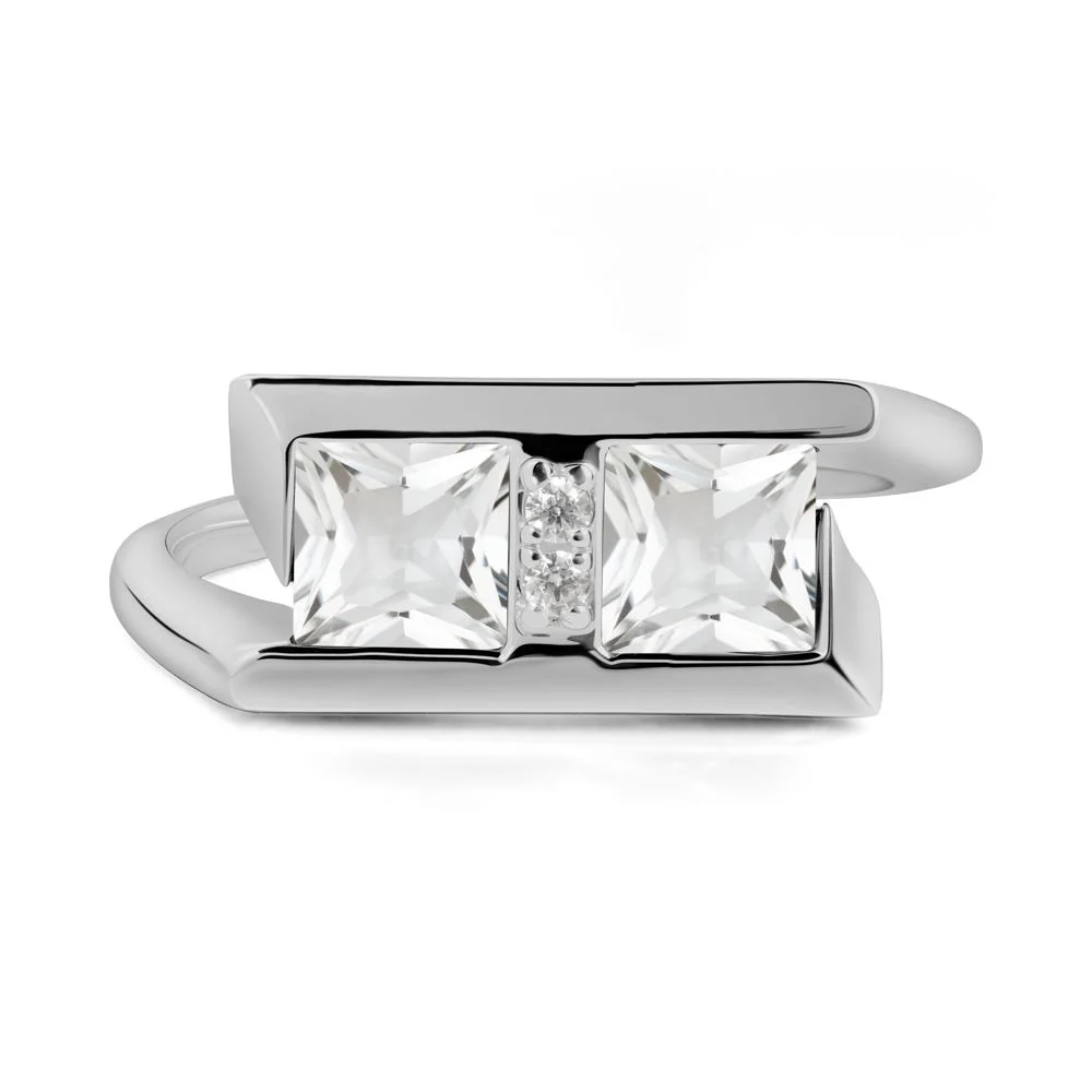 Toi Et Moi Square White Topaz Ring