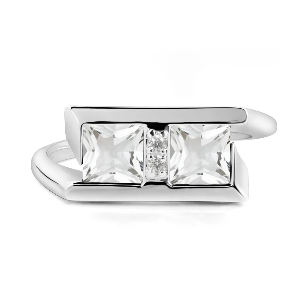 Toi Et Moi Square White Topaz Ring - Image 3