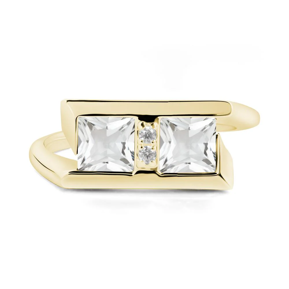 Toi Et Moi Square White Topaz Ring - Image 5
