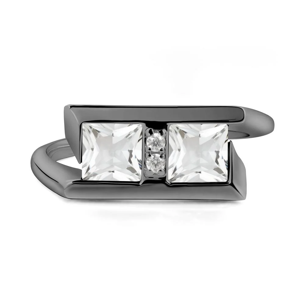 Toi Et Moi Square White Topaz Ring - Image 8