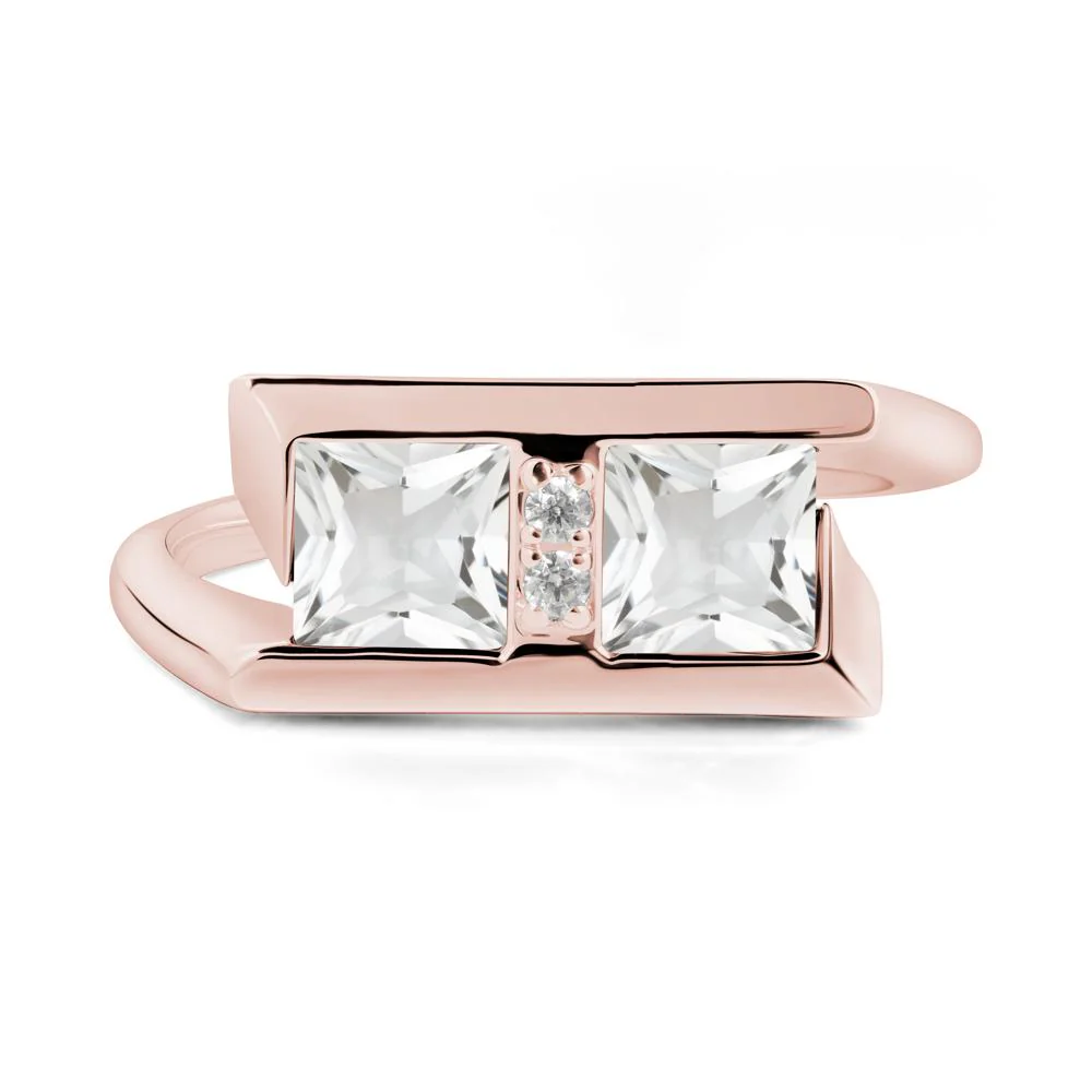Toi Et Moi Square White Topaz Ring - Image 9