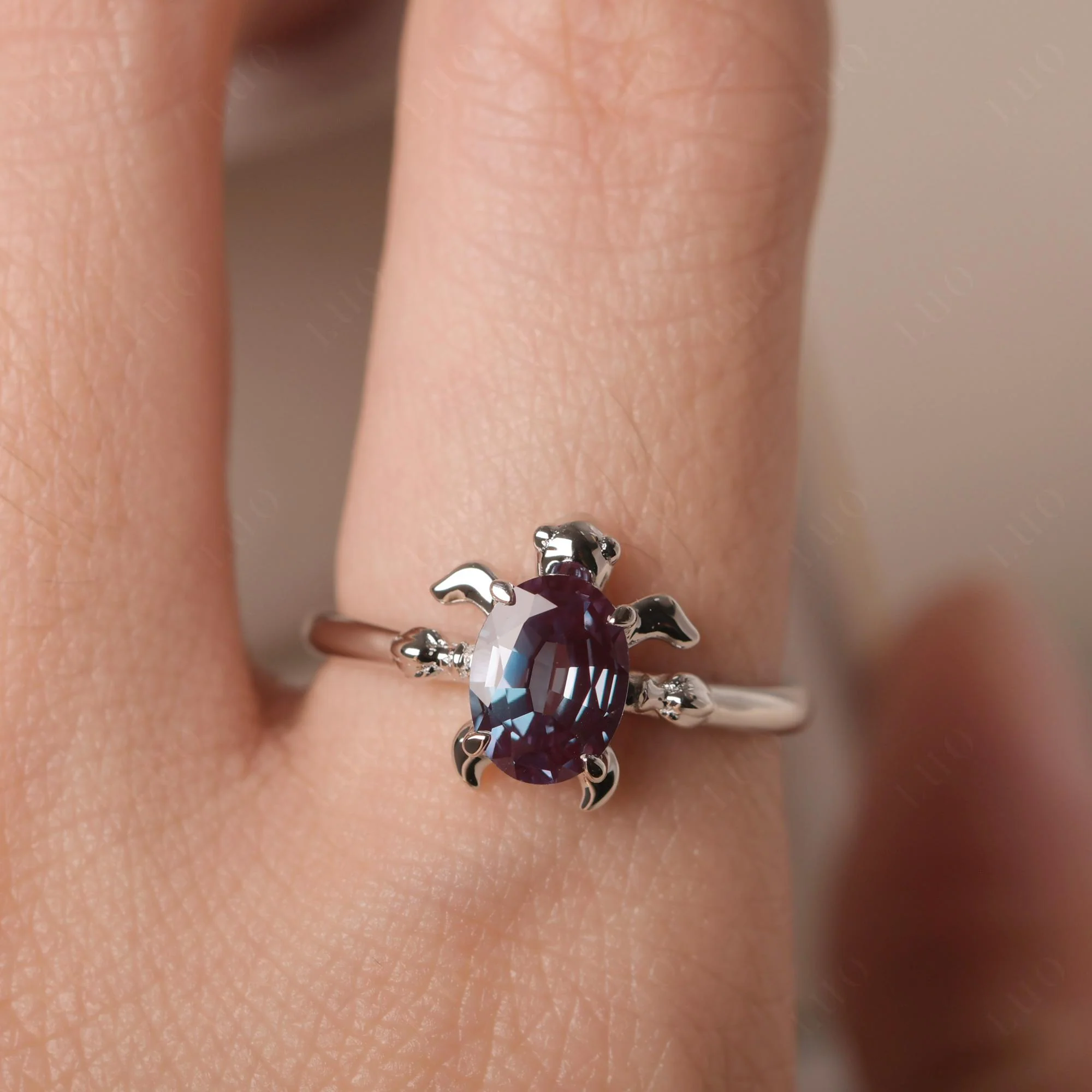 Oval Cut Alexandrite Turtle Ring - Image 33