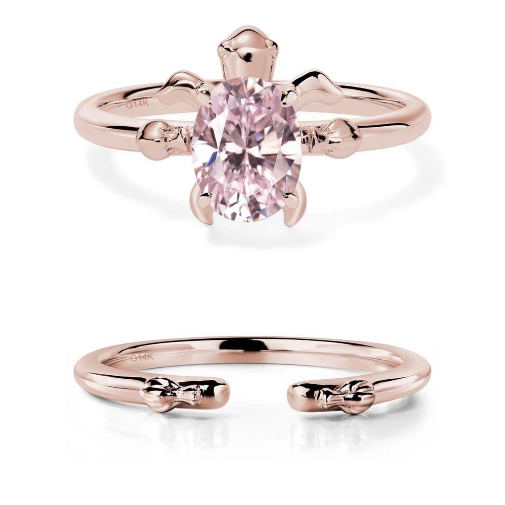 Pink Cubic Zirconia Turtle Ring - Image 11