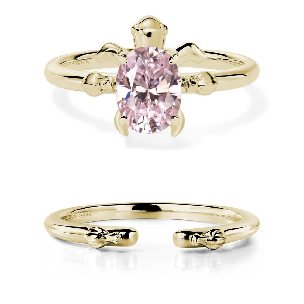 Pink Cubic Zirconia Turtle Ring - Image 15