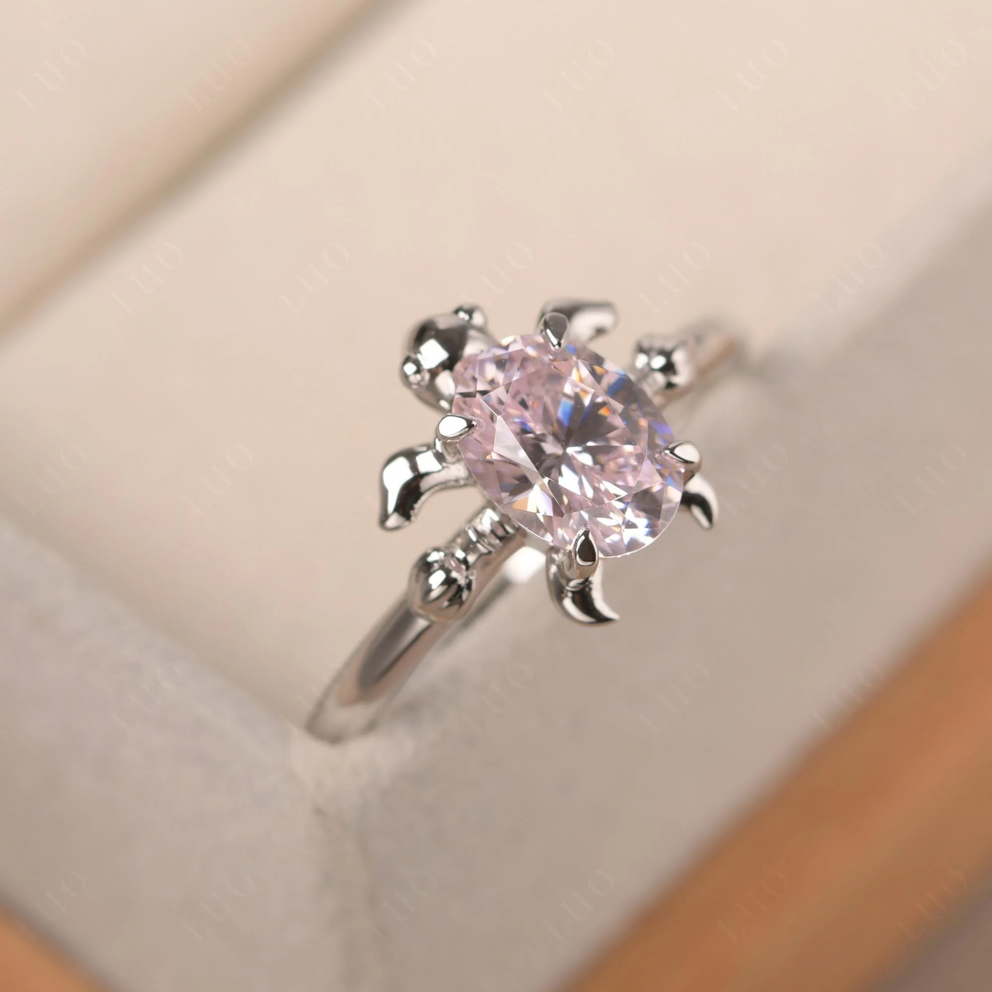 Pink Cubic Zirconia Turtle Ring - Image 30