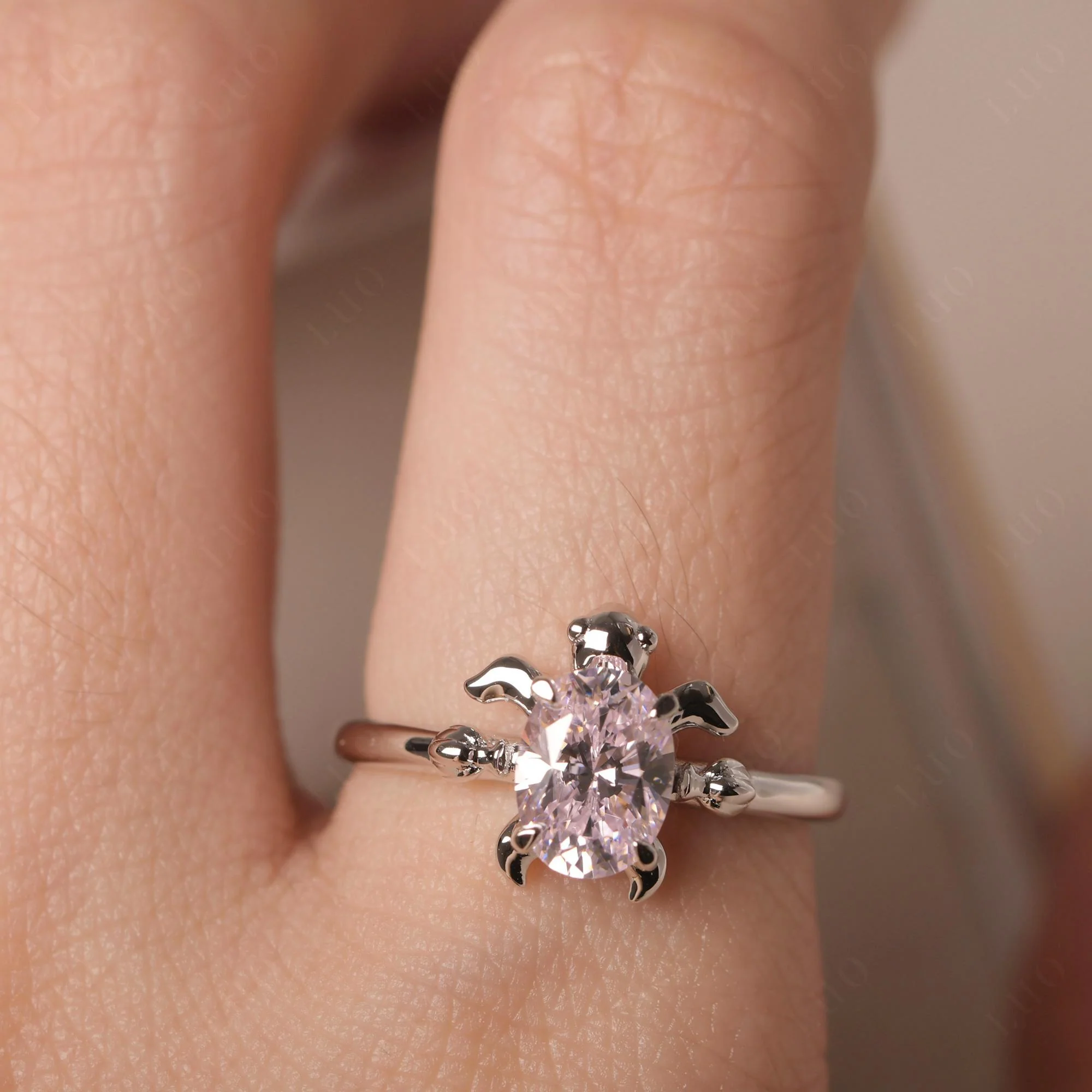 Pink Cubic Zirconia Turtle Ring - Image 33