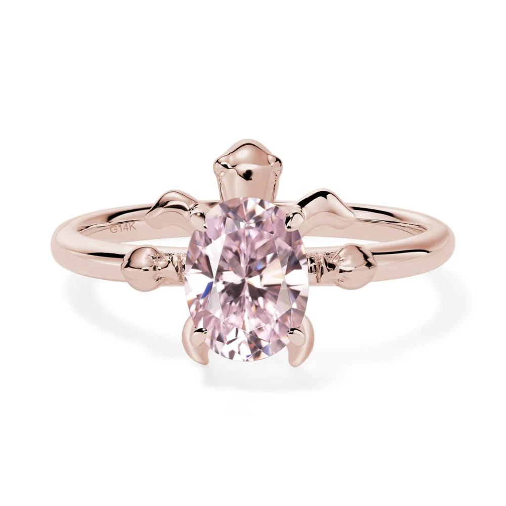 Pink Cubic Zirconia Turtle Ring - Image 5