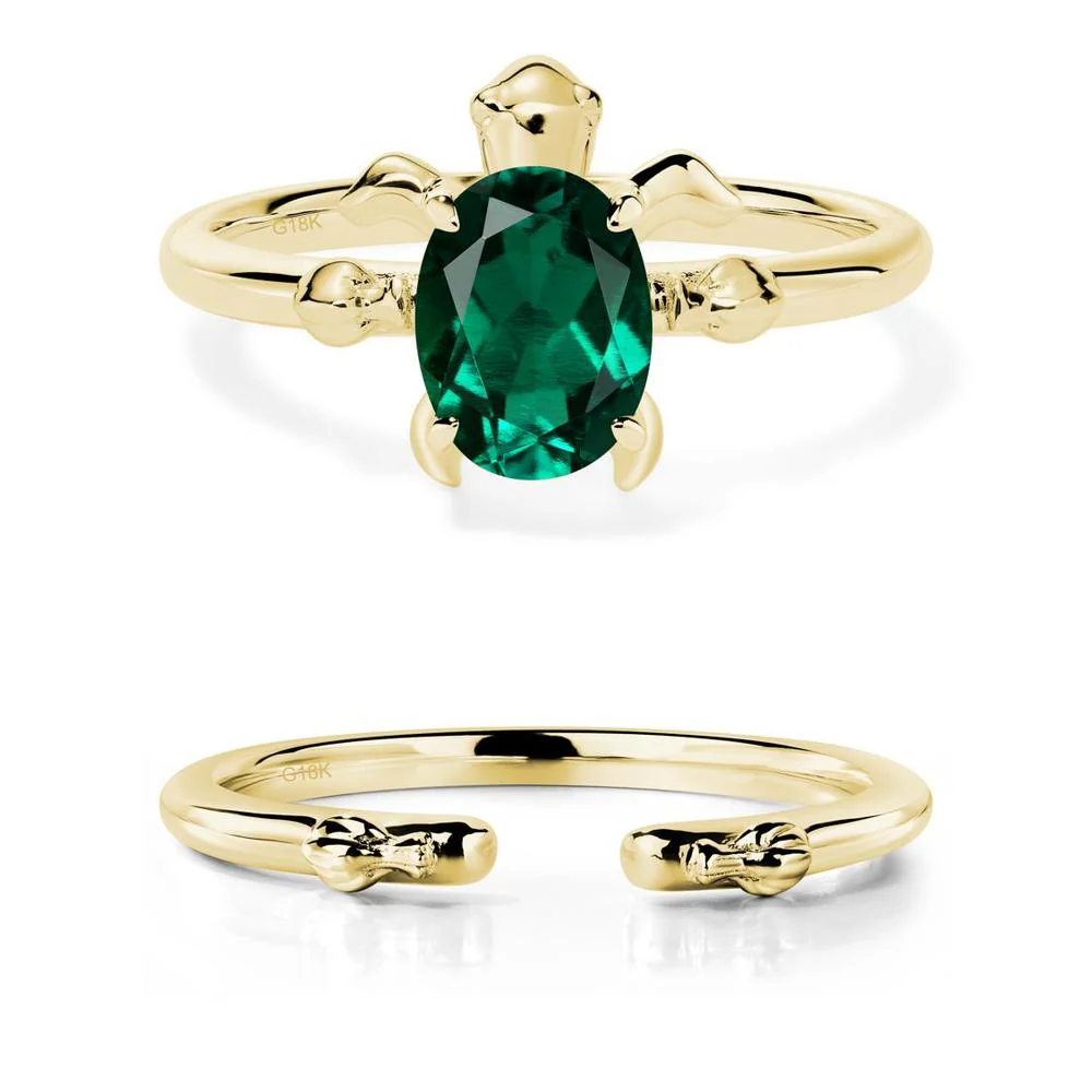 Oval Cut Emerald Turtle Ring - Image 21