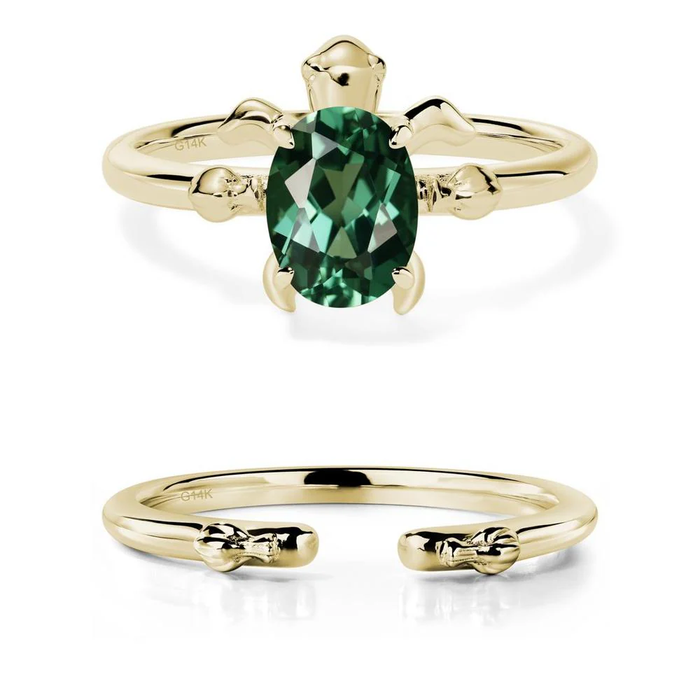 Green Sapphire Turtle Engagement Ring - Image 15
