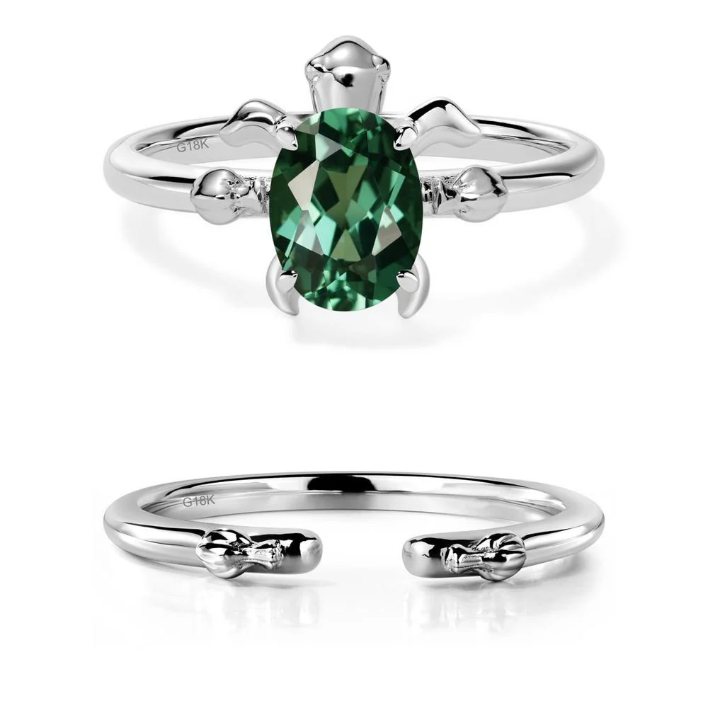 Green Sapphire Turtle Engagement Ring - Image 19