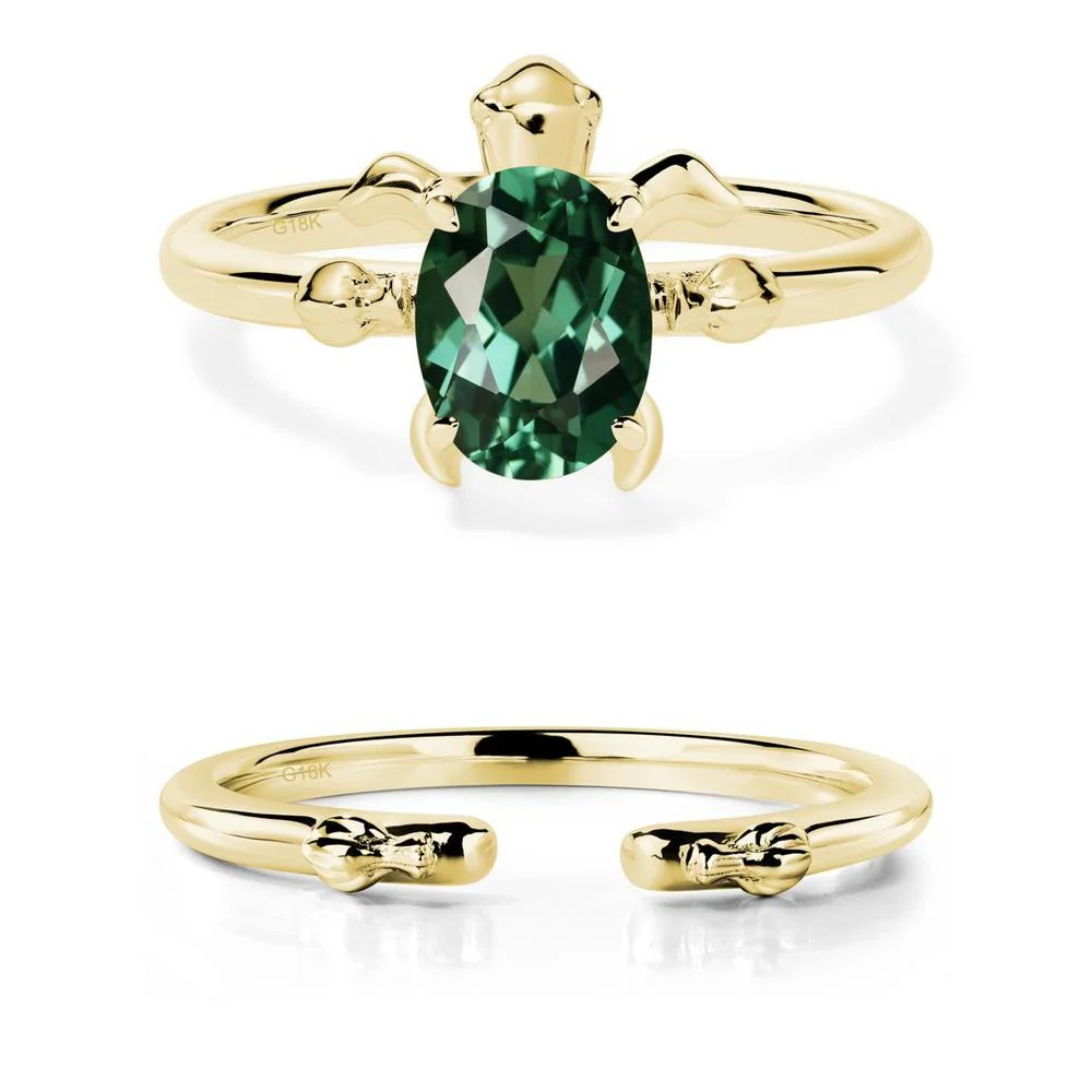 Green Sapphire Turtle Engagement Ring - Image 21