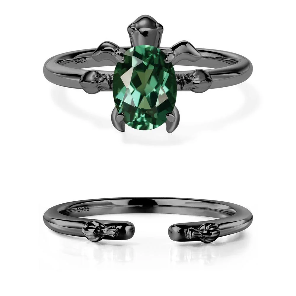 Green Sapphire Turtle Engagement Ring - Image 23