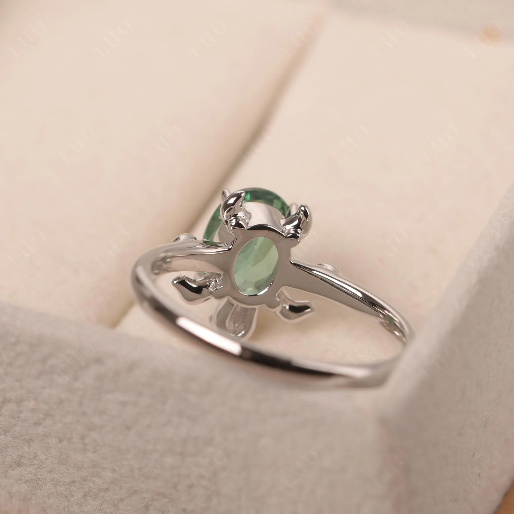 Green Sapphire Turtle Engagement Ring - Image 31