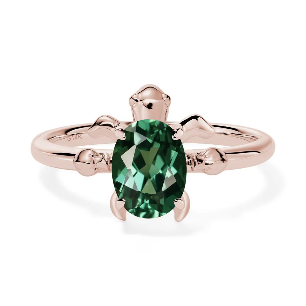 Green Sapphire Turtle Engagement Ring - Image 5