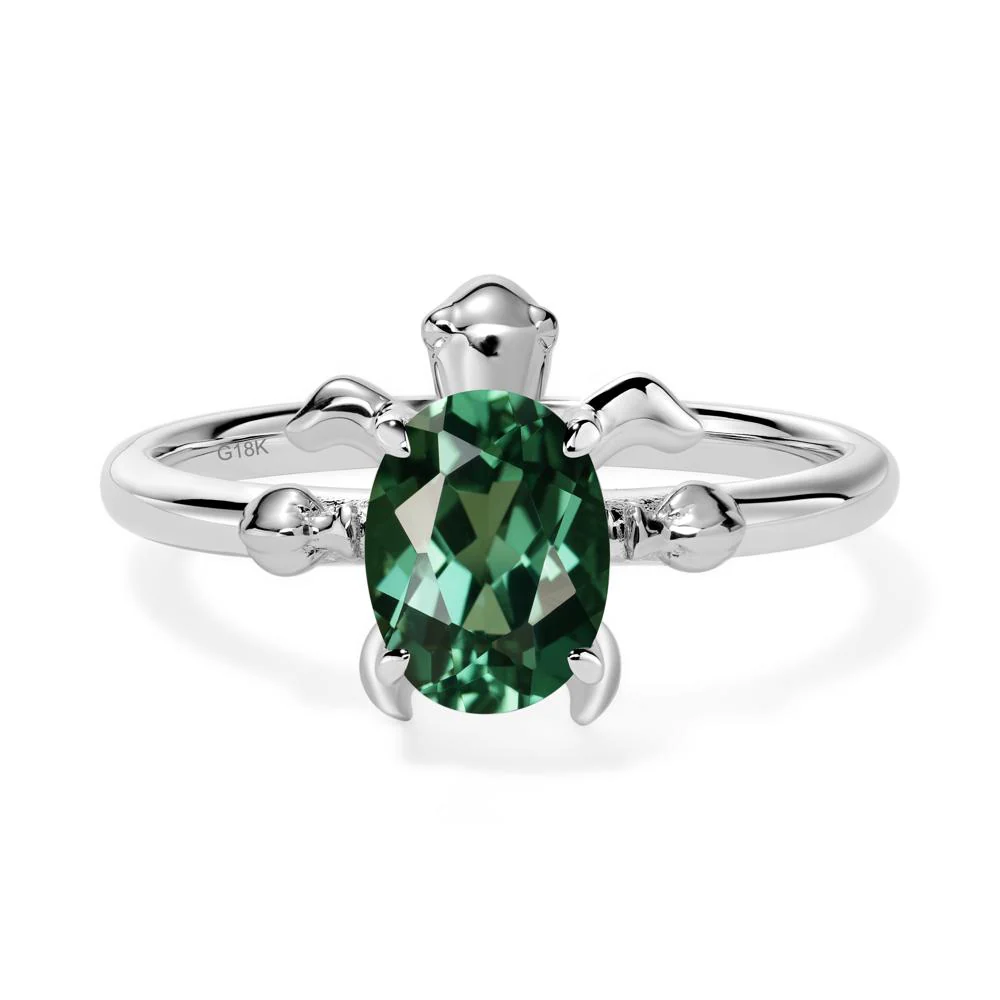 Green Sapphire Turtle Engagement Ring - Image 6