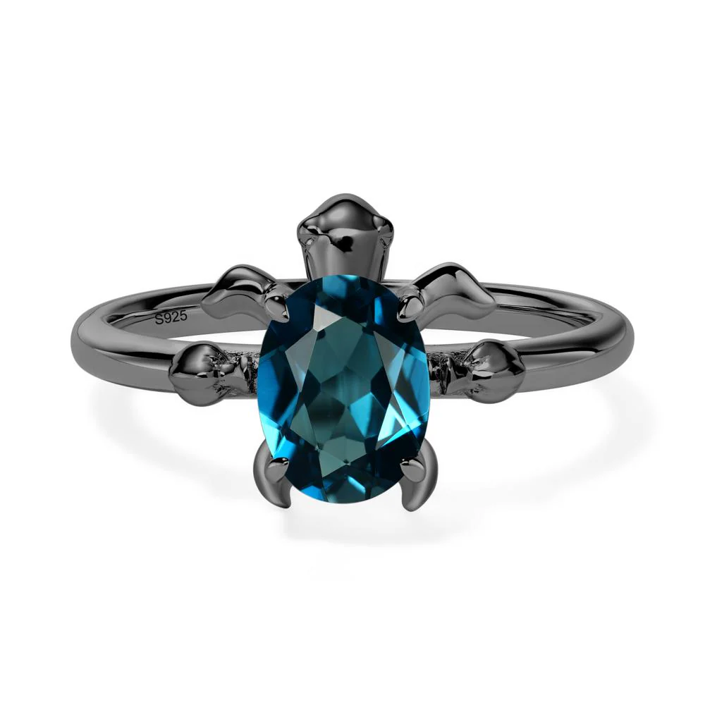 Oval Cut London Blue Topaz Turtle Ring - Image 2