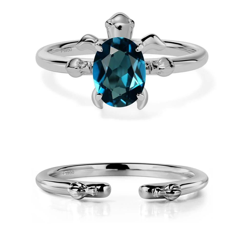Oval Cut London Blue Topaz Turtle Ring - Image 25