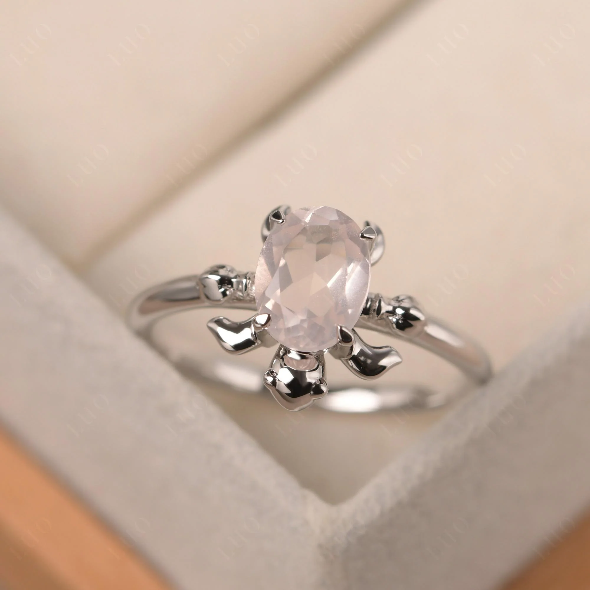 Rose Quartz Turtle Engagement Ring - Image 29