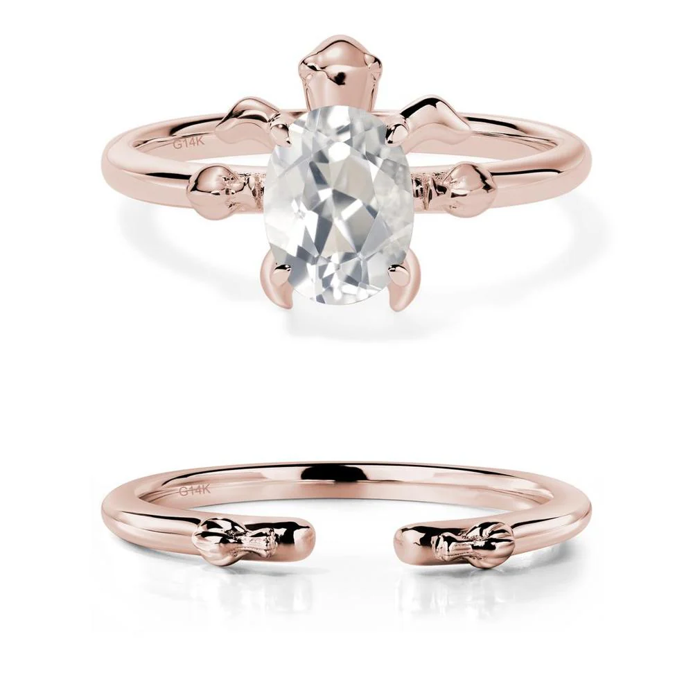 White Topaz Turtle Engagement Ring - Image 11