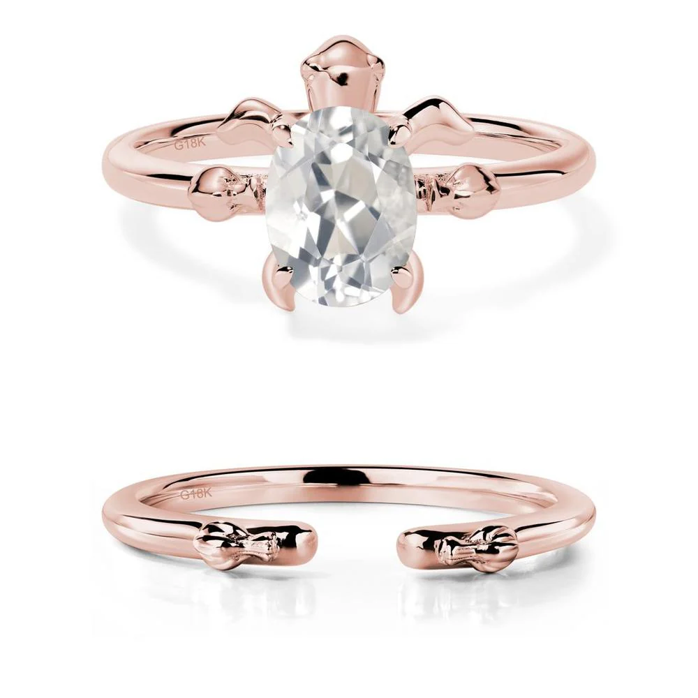 White Topaz Turtle Engagement Ring - Image 17