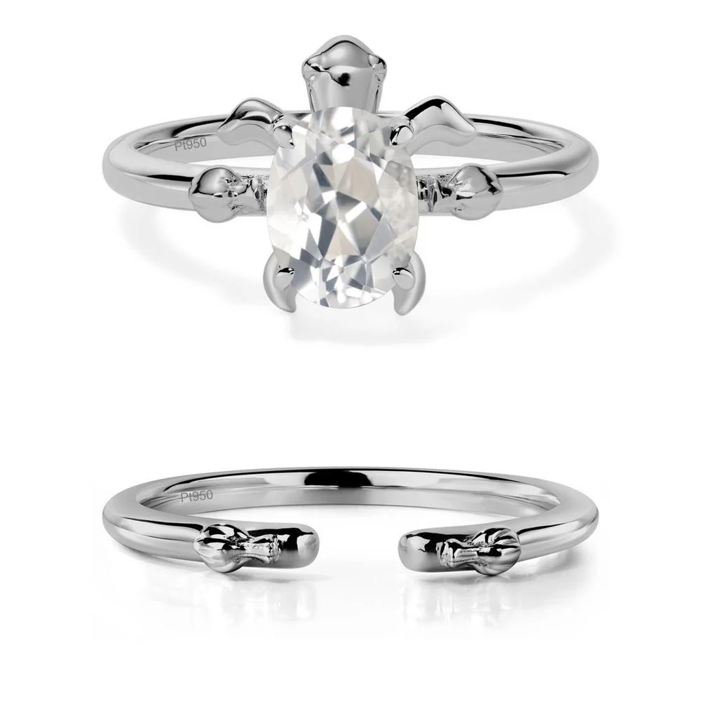 White Topaz Turtle Engagement Ring - Image 25