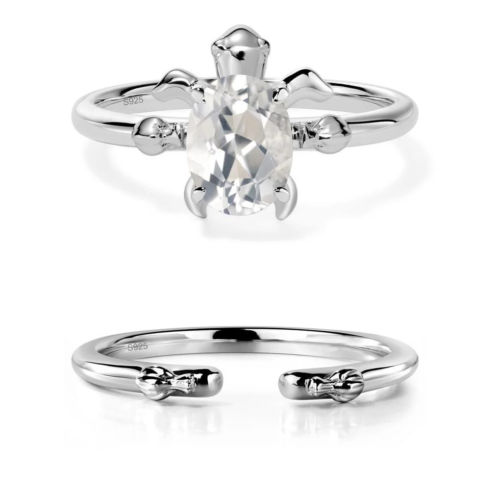 White Topaz Turtle Engagement Ring - Image 27