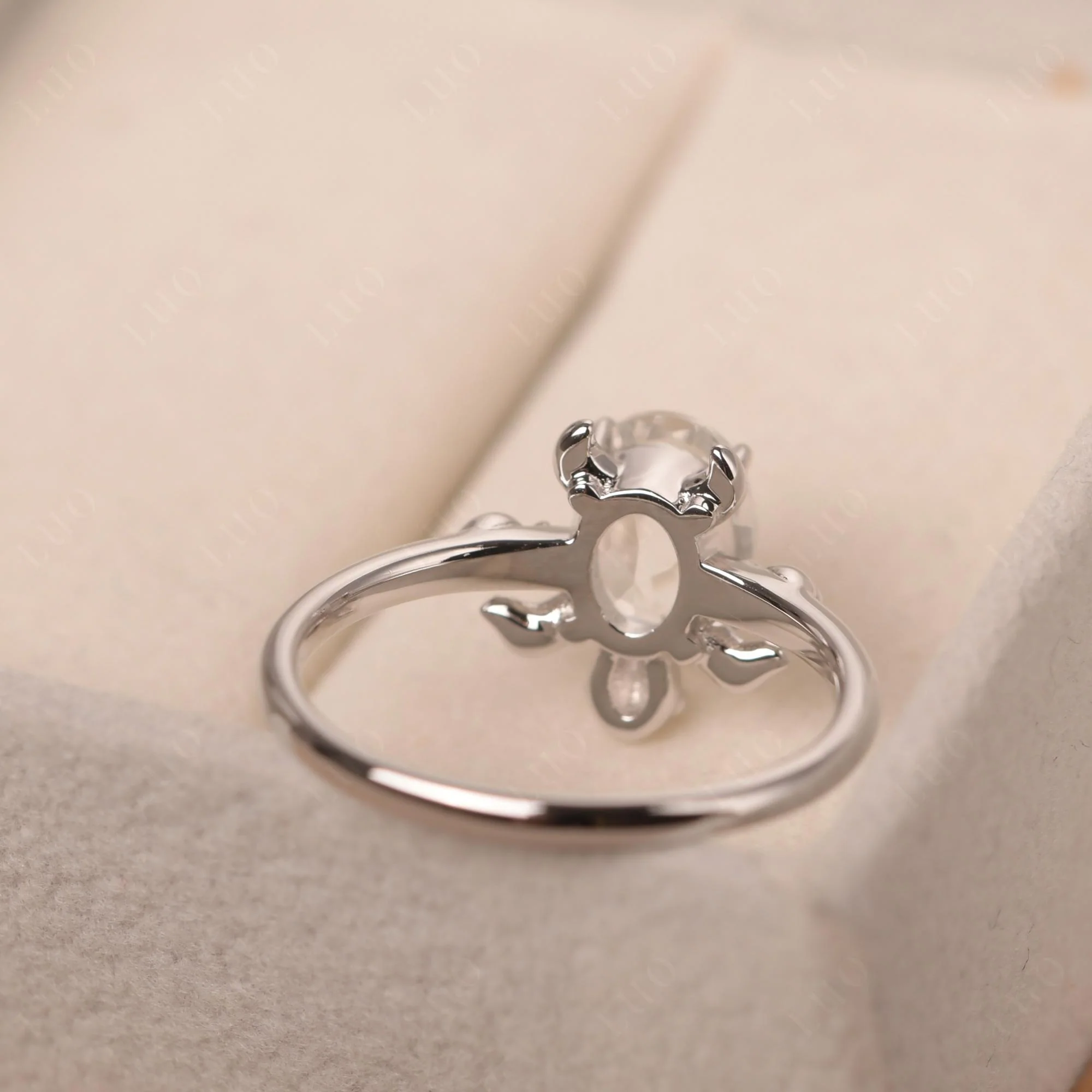 White Topaz Turtle Engagement Ring - Image 31
