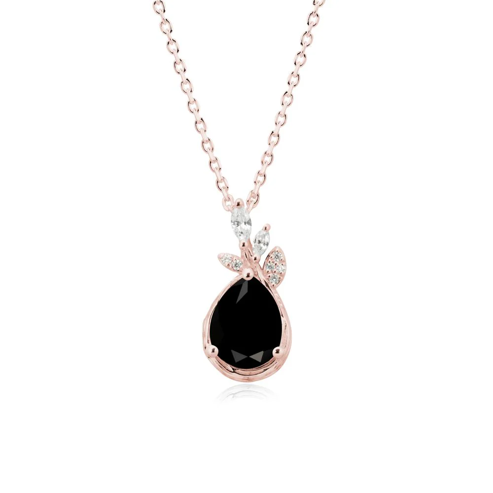 Tree Bark Texture Pear Shaped Black Spinel Necklace - Image 4