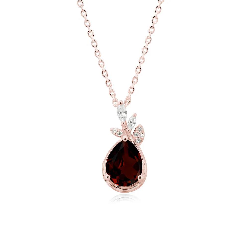 Tree Bark Texture Pear Shaped Garnet Necklace - Image 5