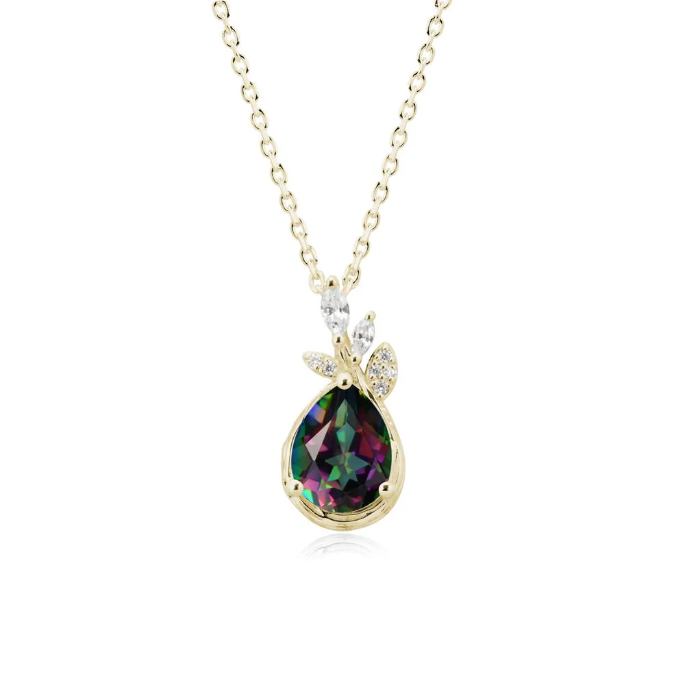 Tree Bark Texture Pear Shaped Mystic Topaz Necklace - Image 3