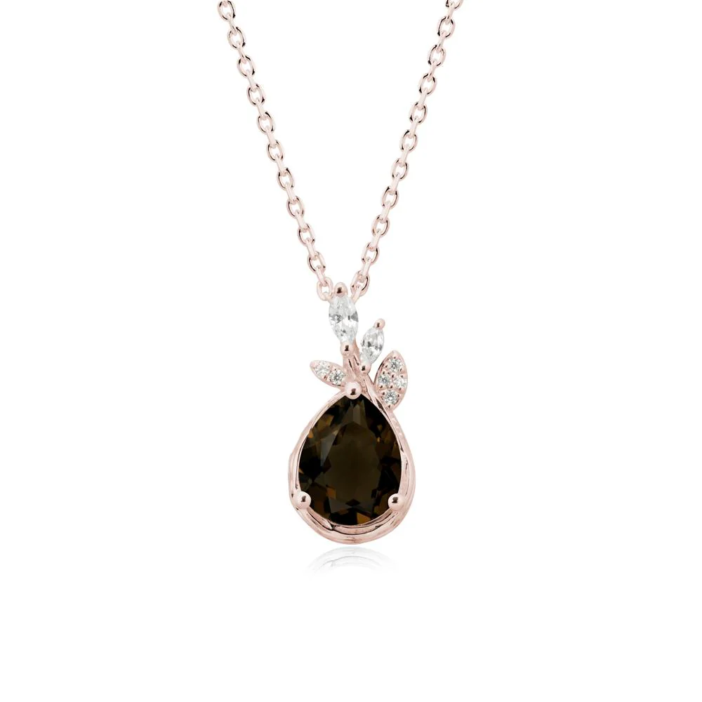 Tree Bark Texture Pear Shaped Smoky Quartz Necklace - Image 2
