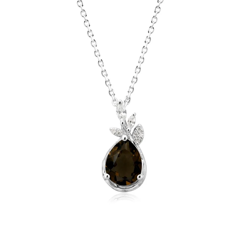 Tree Bark Texture Pear Shaped Smoky Quartz Necklace - Image 3