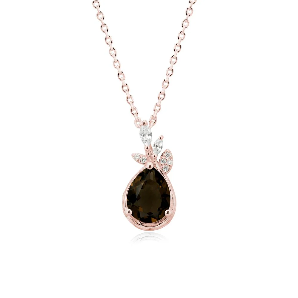 Tree Bark Texture Pear Shaped Smoky Quartz Necklace - Image 4