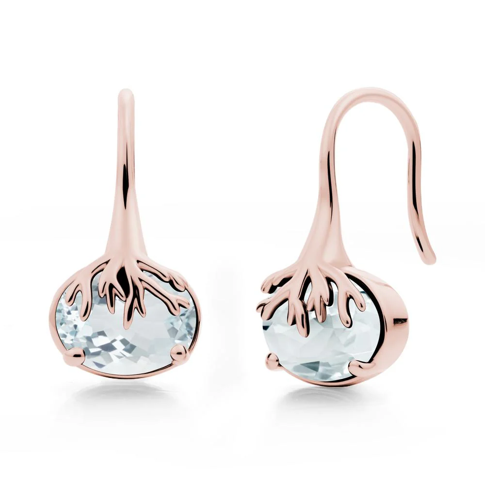 Tree Root Inspired Aquamarine French Hook Earrings - Image 4