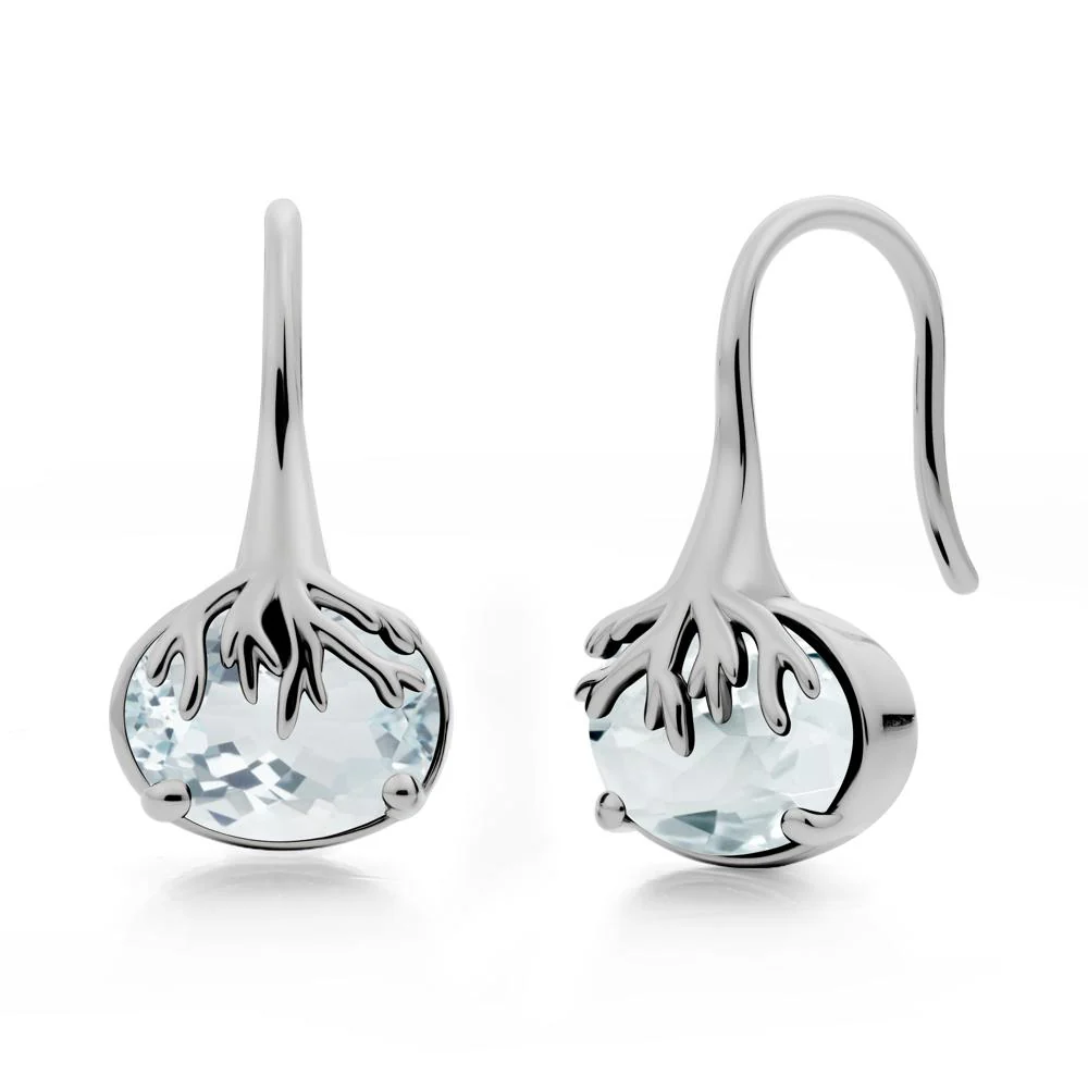 Tree Root Inspired Aquamarine French Hook Earrings - Image 5