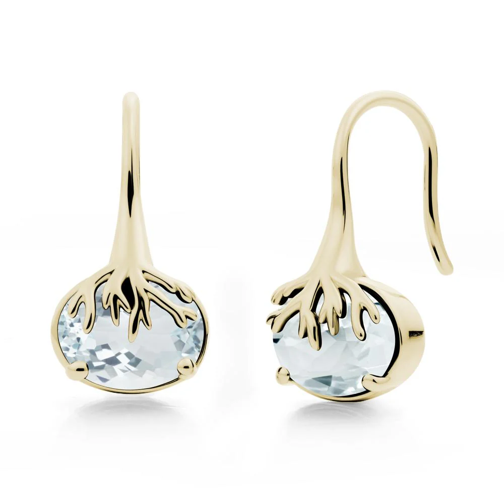 Tree Root Inspired Aquamarine French Hook Earrings - Image 7