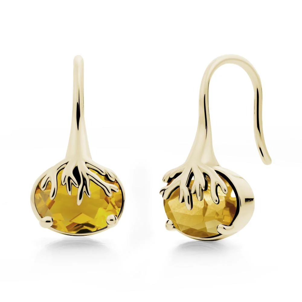 Tree Root Inspired Citrine French Hook Earrings - Image 4