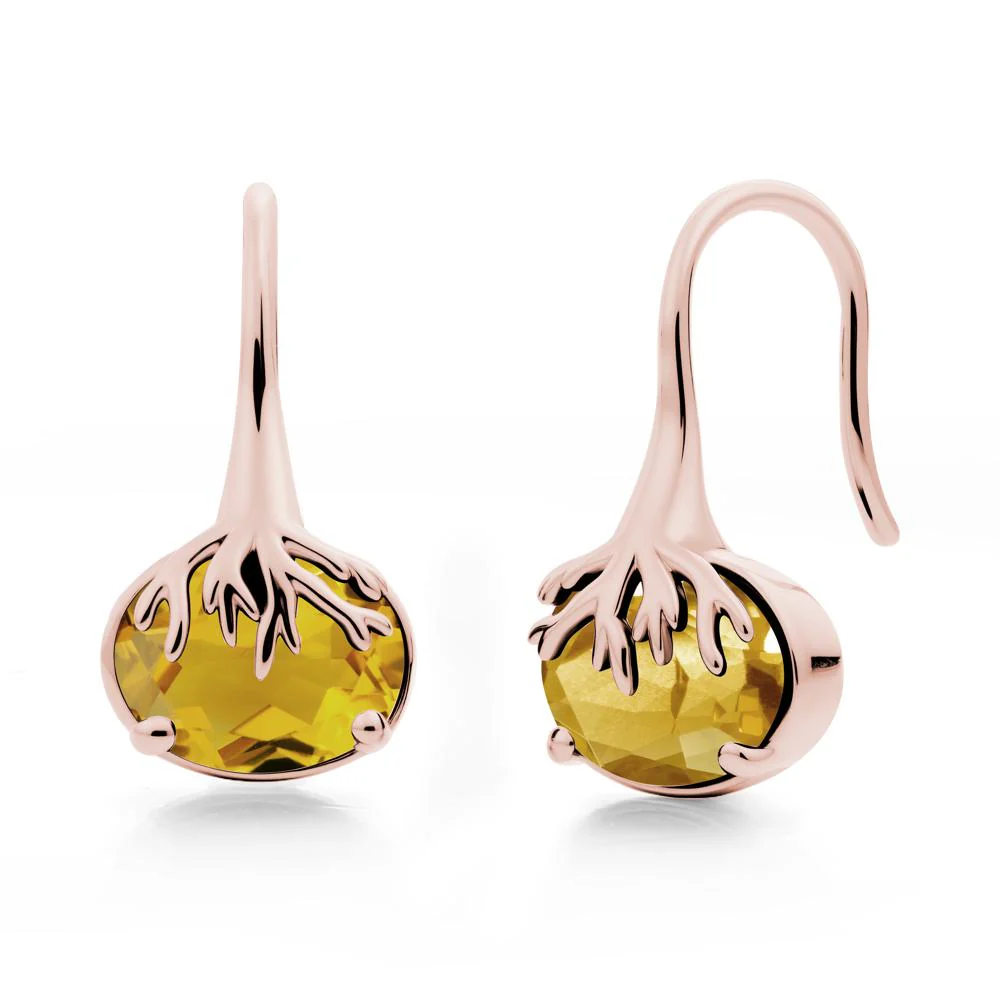 Tree Root Inspired Citrine French Hook Earrings - Image 5