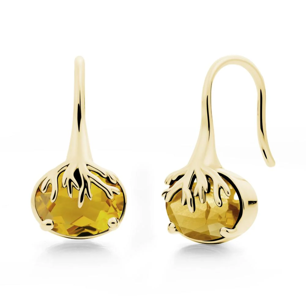 Tree Root Inspired Citrine French Hook Earrings - Image 8