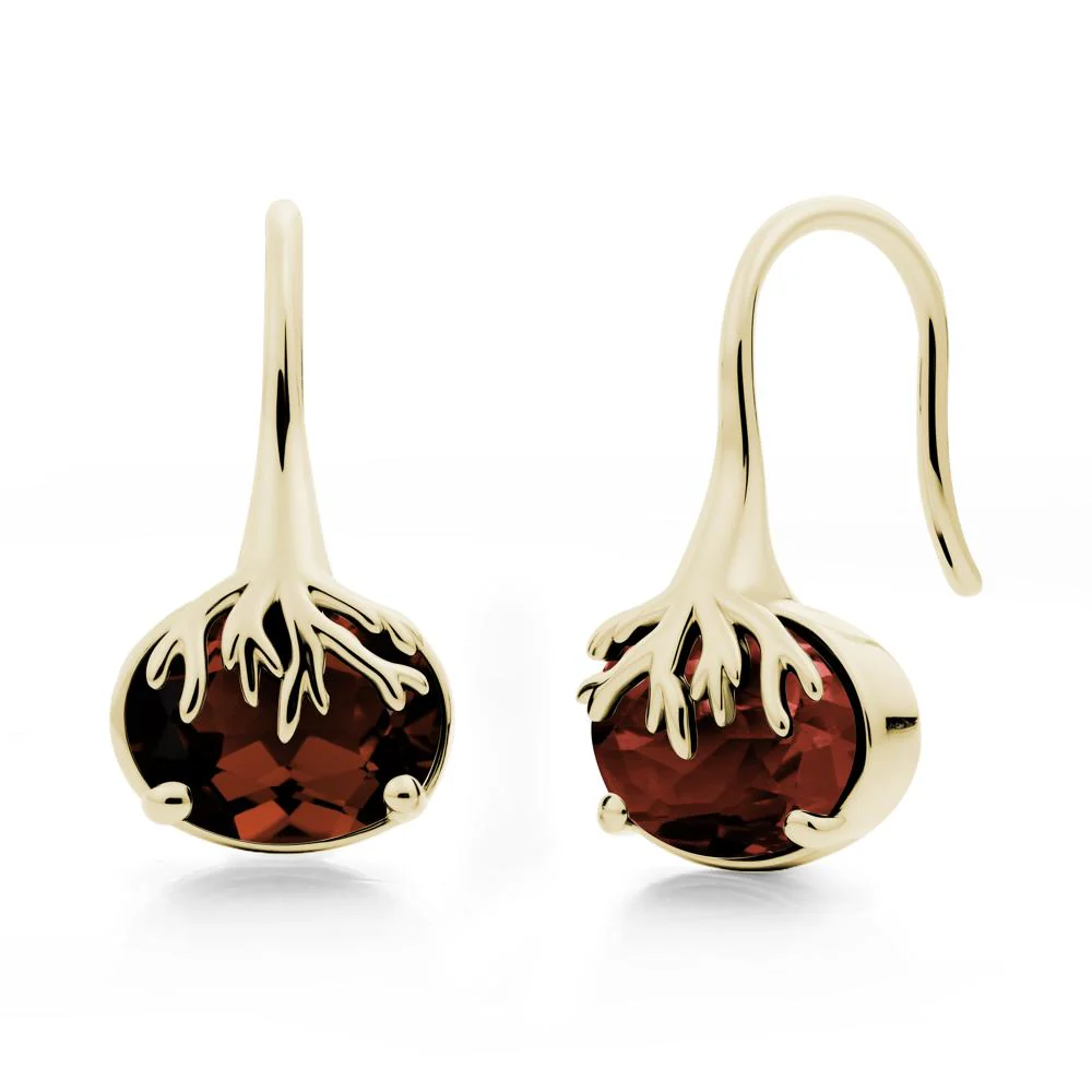 Tree Root Inspired Garnet French Hook Earrings - Image 6