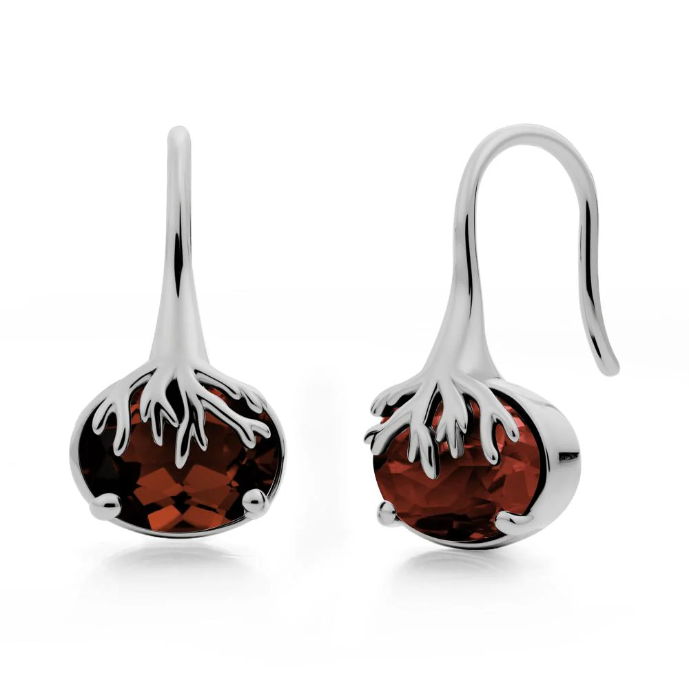 Tree Root Inspired Garnet French Hook Earrings - Image 8