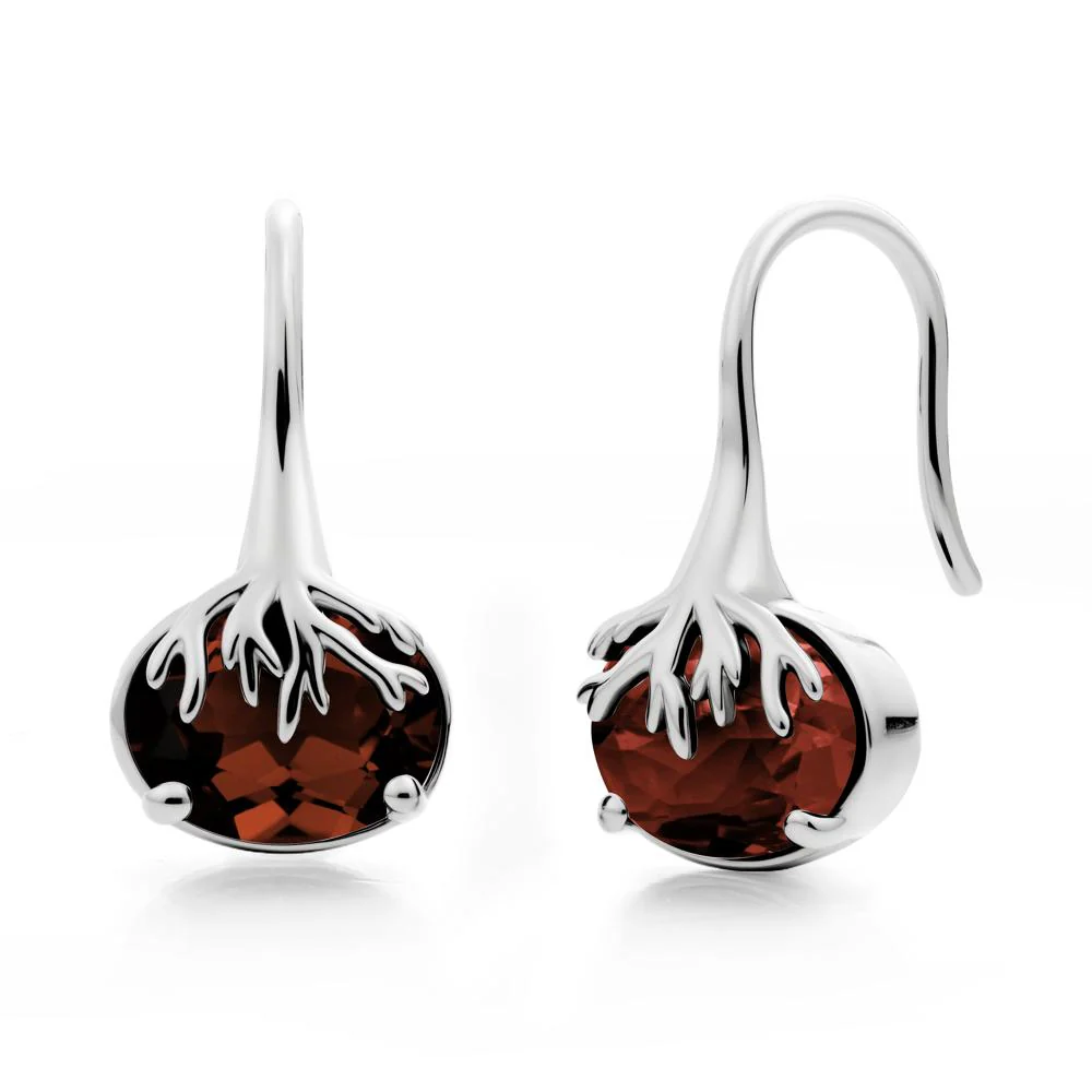 Tree Root Inspired Garnet French Hook Earrings - Image 9