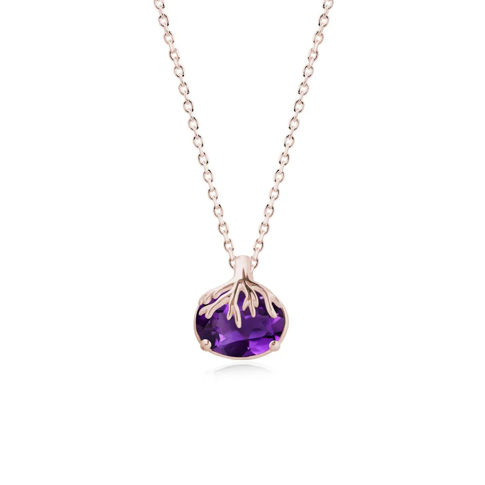 Tree Root Inspired Oval Amethyst Pendant - Image 2