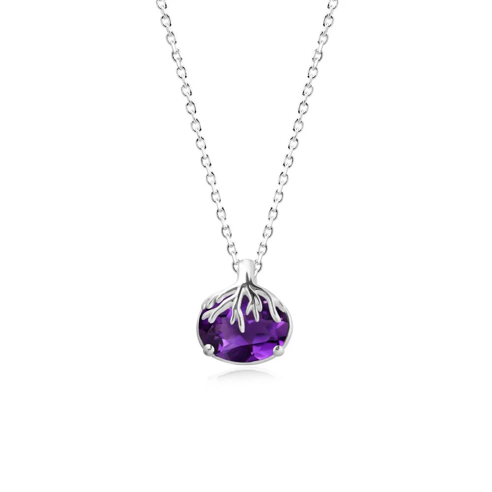 Tree Root Inspired Oval Amethyst Pendant - Image 3